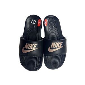 Nike Women's Victori One‎ Slide Sandals Size 6 Black & Gold Enhanced Comfort New